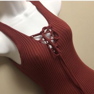 NWT Forever 21 Ribbed Lace Up Tank Dress